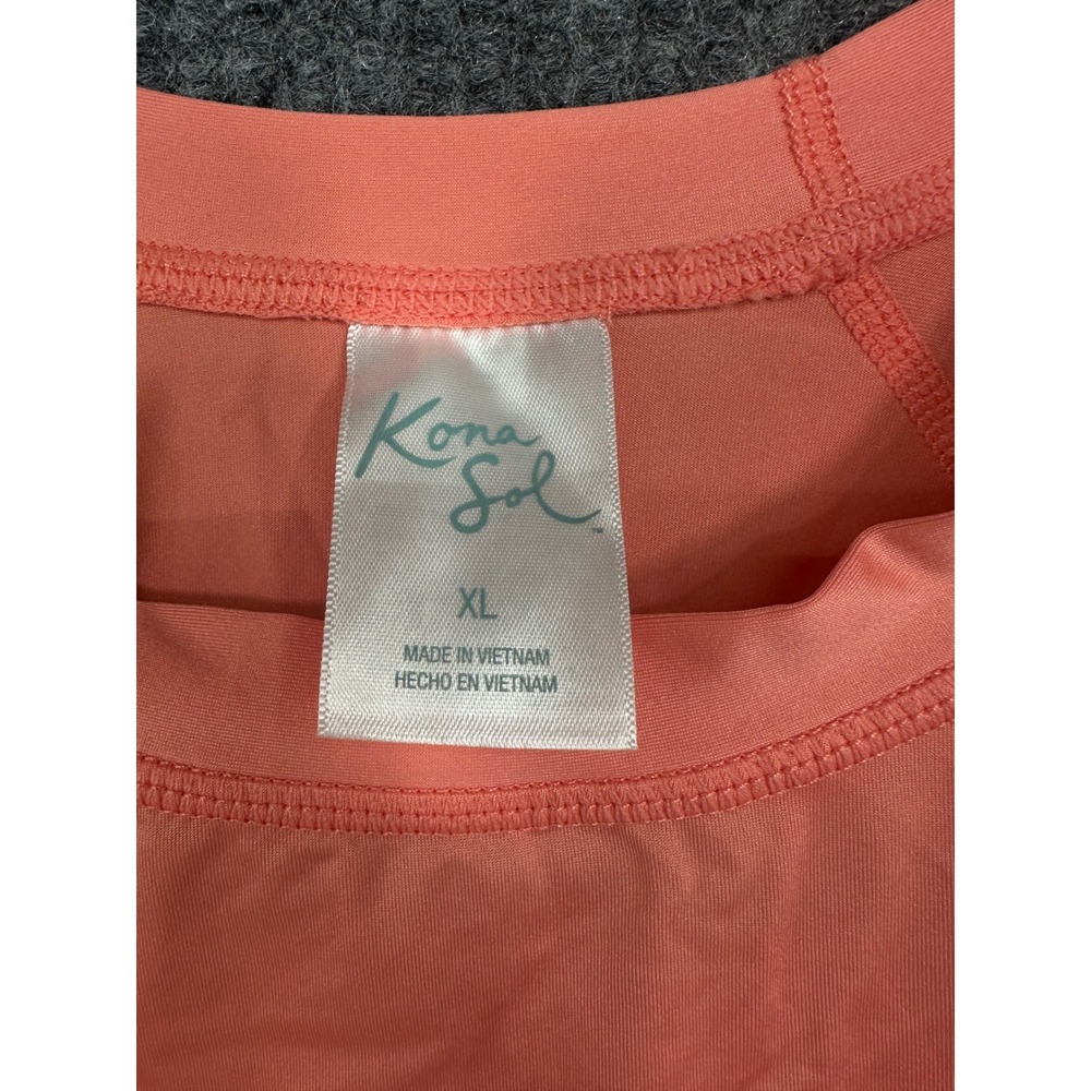 Kona Sol Rash Guard Womens XL Coral Orange Good Cropped Long Sleeve Swim Top - Picture 3 of 7